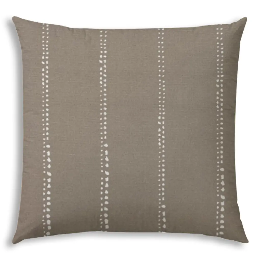 Drizzle Taupe Indoor Outdoor Pillow Sewn Closure Multicolor Polyester Patio Cushion usa made pillow and pouf
