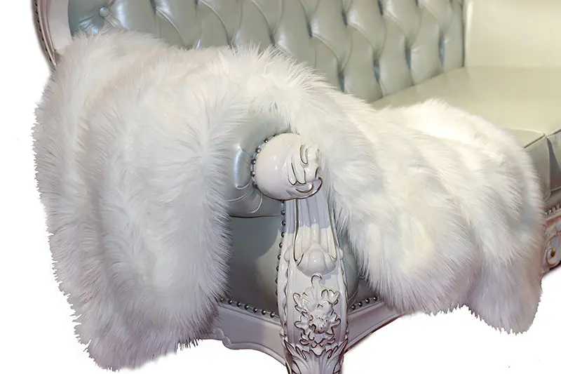Premium Decorative Faux Fur Throw Blanket 50x60 Inches White furnings