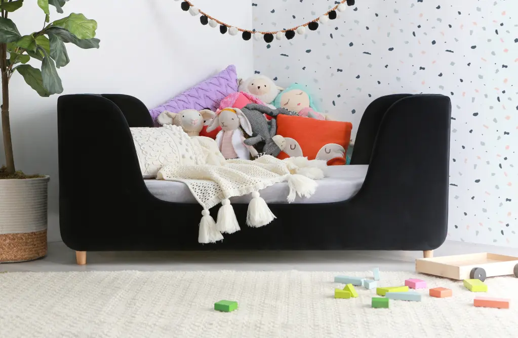Bodhi Upholstered Toddler Bed Black Black Polyester b2714