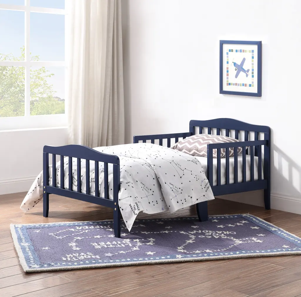 Blaire Toddler Bed Navy Blue Solid Timber Safe Kids Bed simple living