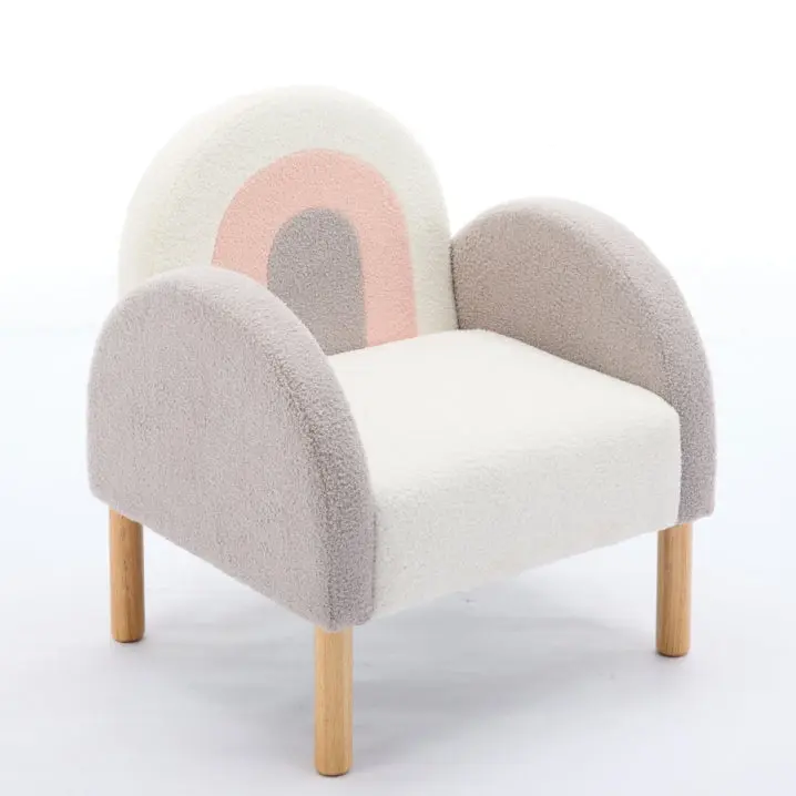 Accent Chair Sofa Toddler Fabric Solid Wooden Frame Rainbow Design wish