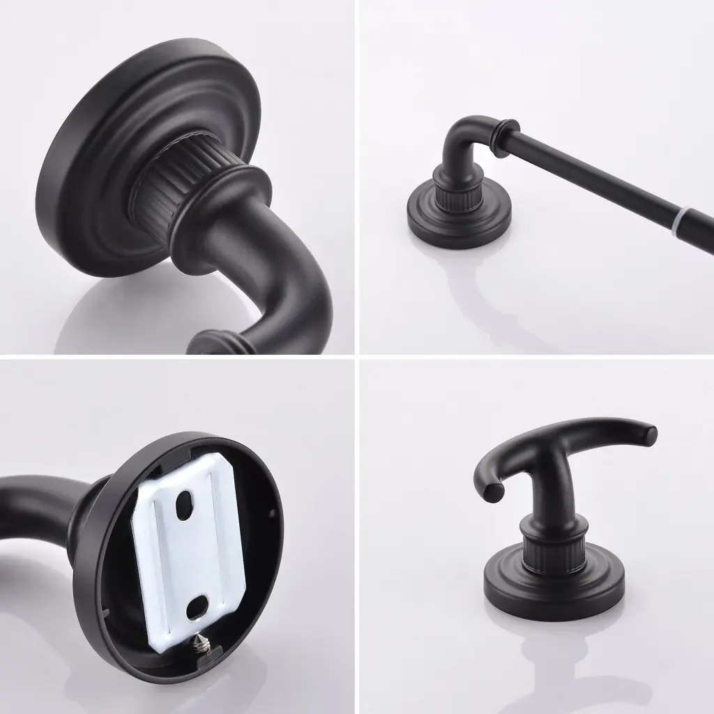 Black Bathroom Hardware Set 4-Piece Towel Rack 24 Inches Adjustable Modern Bathroom rnb