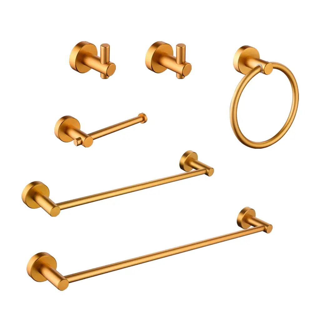 6 Piece Bathroom Towel Rack Set Wall Mount Brushed Precious Metal Aluminum rnb