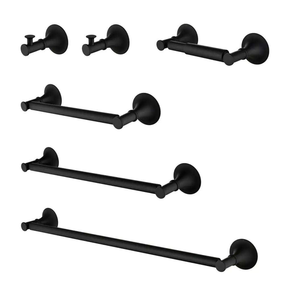 6 Piece Copper Alloy Bathroom Towel Rack Set Wall Mount Matte Black w2287