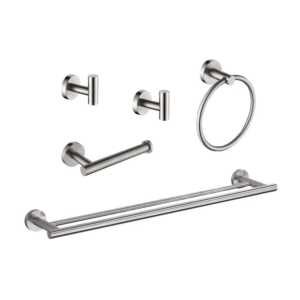 5 Piece Bathroom Towel Rack Set Wall Mount Brushed Nickel Stainless Steel w928 dongtu group