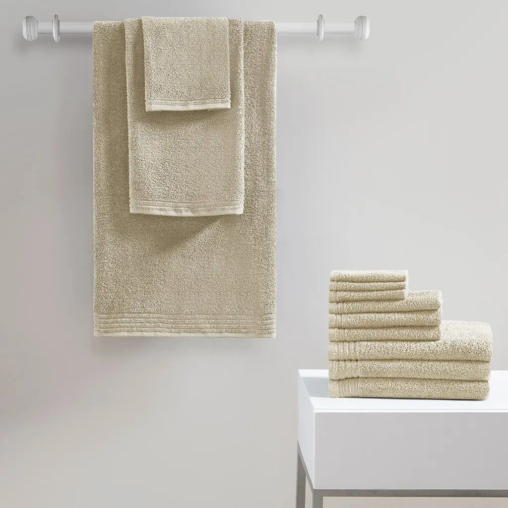 100% Cotton Quick Dry 12 Piece Bath Towel Set Taupe Luxury Bathrooms jla