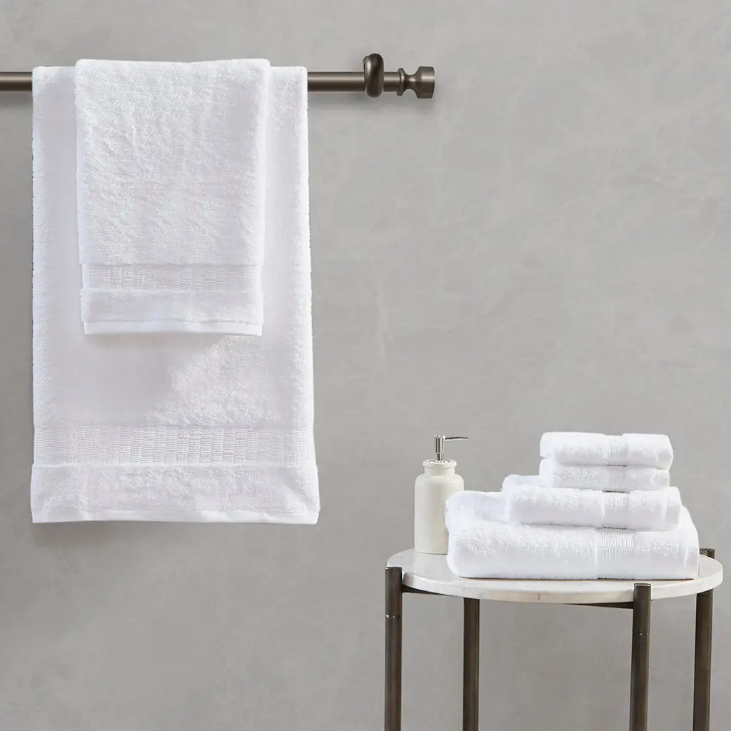 100% Egyptian Cotton 6 Piece Towel Set White Cotton Soft Bath Towels Luxury Bathroom Linens jla