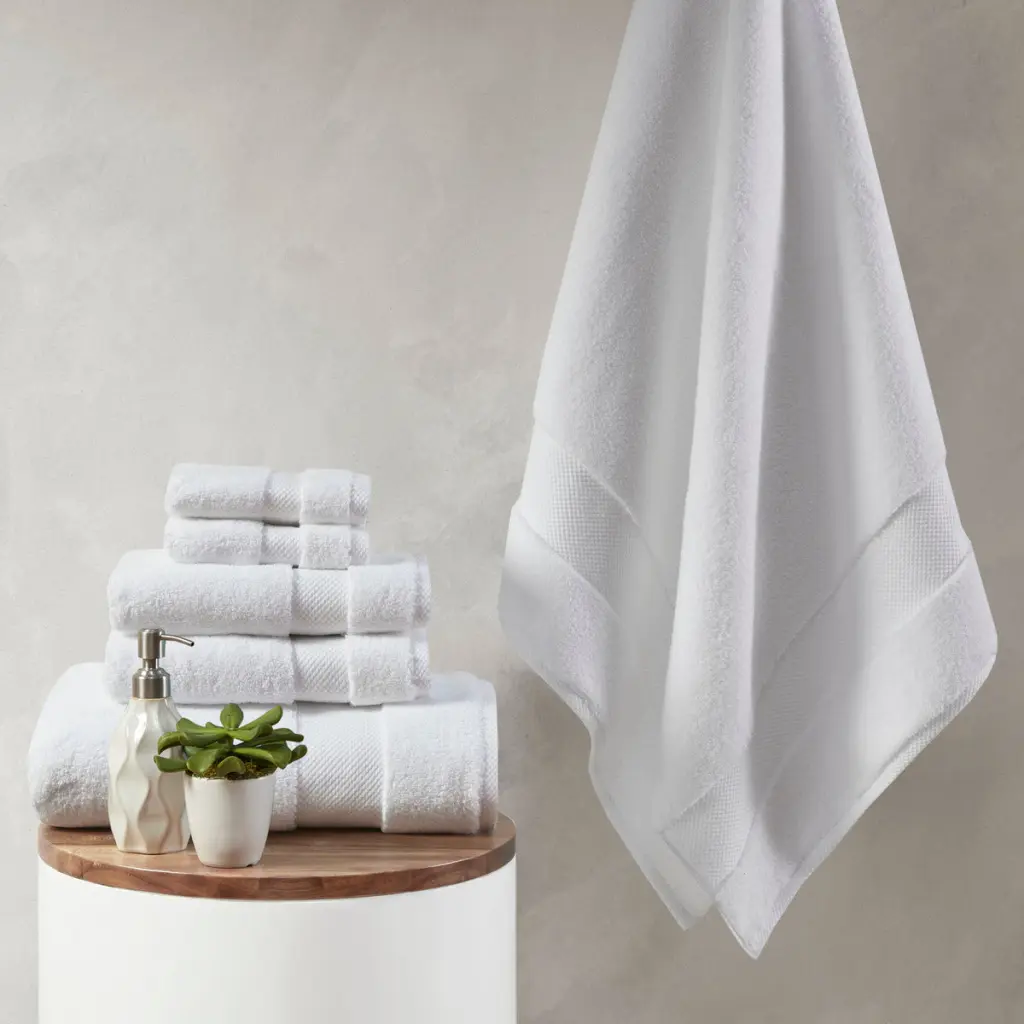 1000GSM 100% Cotton 6 Piece Towel Set White Bath Towels jla