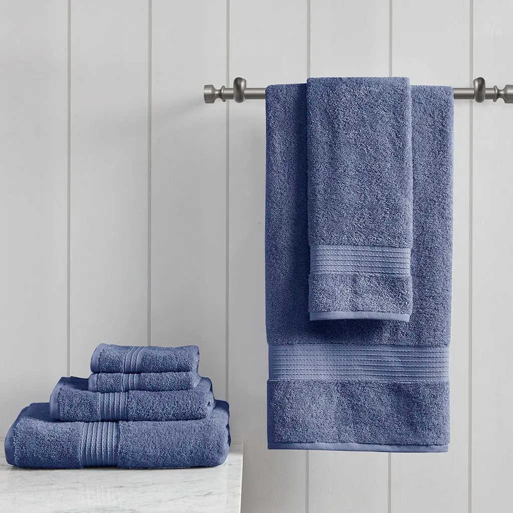 6 Piece Organic Cotton Towel Set Navy Soft Eco Friendly Towels jla