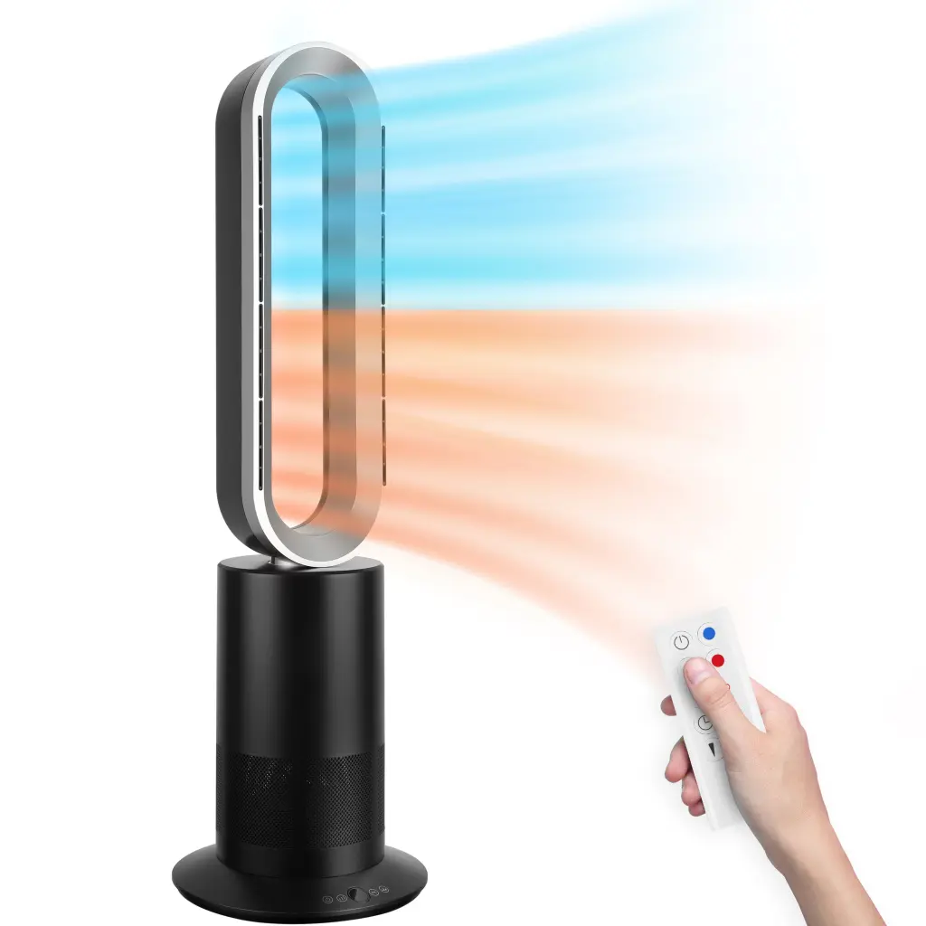 34 Inch Bladeless Tower Fan Heater and Fan Bundle Oscillation Black w1134dhs