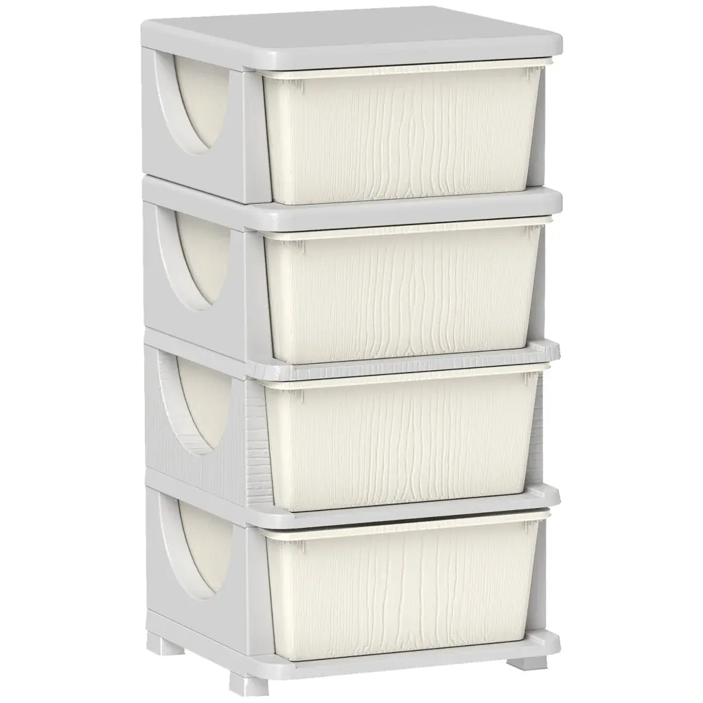 Qaba 4 Tier Kids Storage Unit 4 Drawer Chest Toy Organizer Polymer Bins aosom business