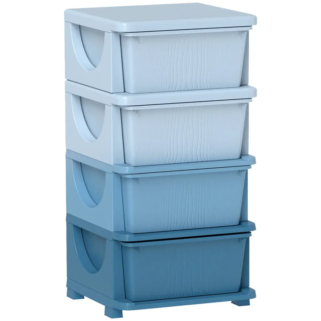 Qaba 4 Tier Kids Storage Unit 4 Drawer Chest Toy Organizer Polymer aosom business