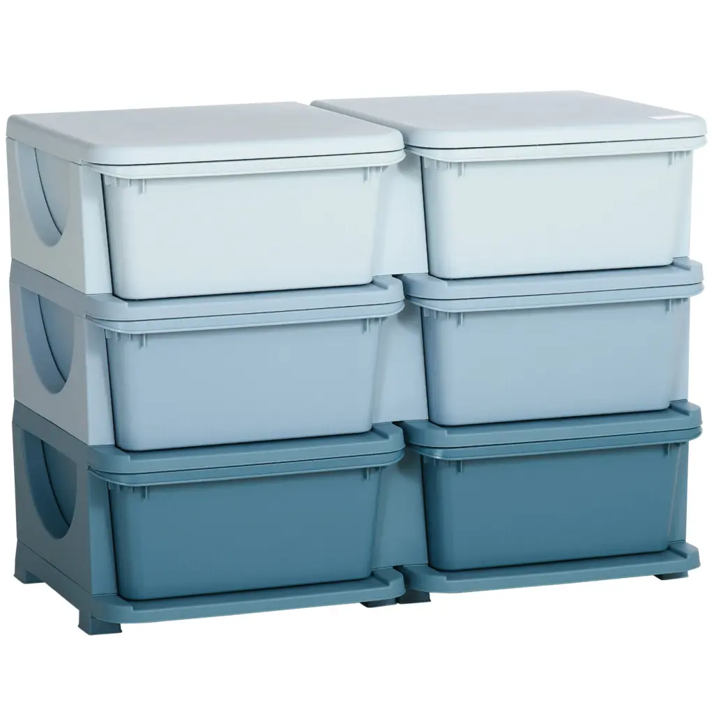 Qaba 3 Tier Kids Storage Unit 6 Drawer Chest Toy Organizer Polymer Bedroom aosom business