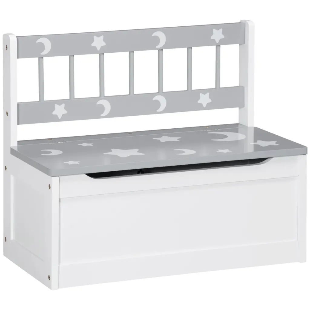 Qaba Toddler Toy Box Storage Bench Large 27L Capacity Indoor Use aosom business