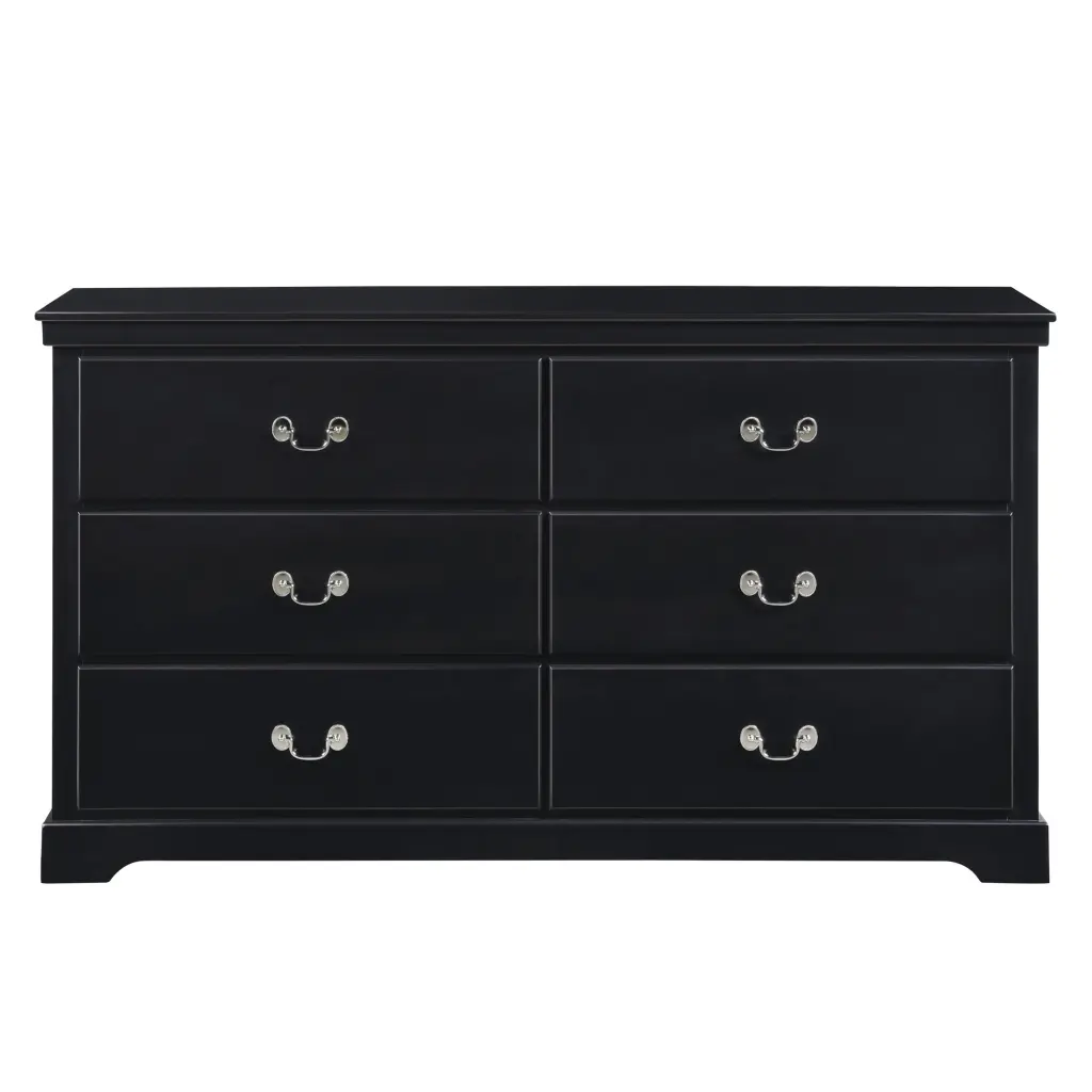 Classic Traditional 1Pc Dresser 6 Drawers Black Finish Bedroom Timber Storage Furniture kanepe