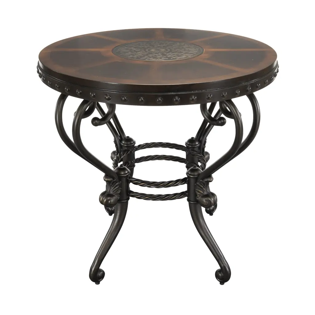 Formal Traditional End Table Round Decorative Top Curved Metal Base Living Room Accent Table kanepe