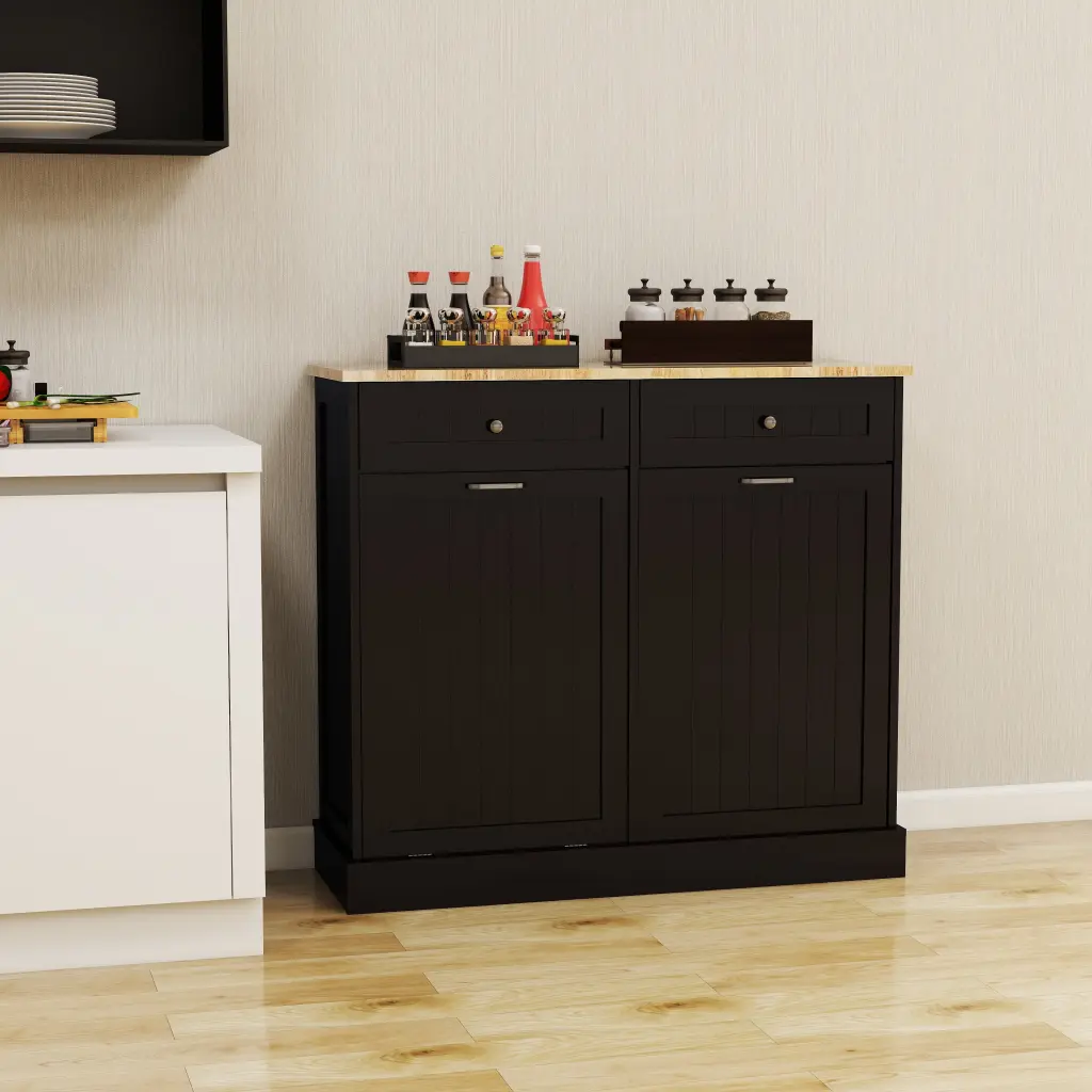 Two Drawers and Two Compartment Tilt Out Trash Cabinet Kitchen Waste Bin rnb