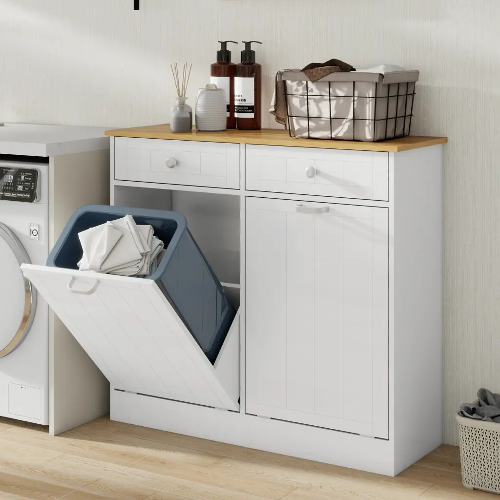 Two Compartment Tilt Out Trash Cabinet Pet Proof Kitchen e-tron