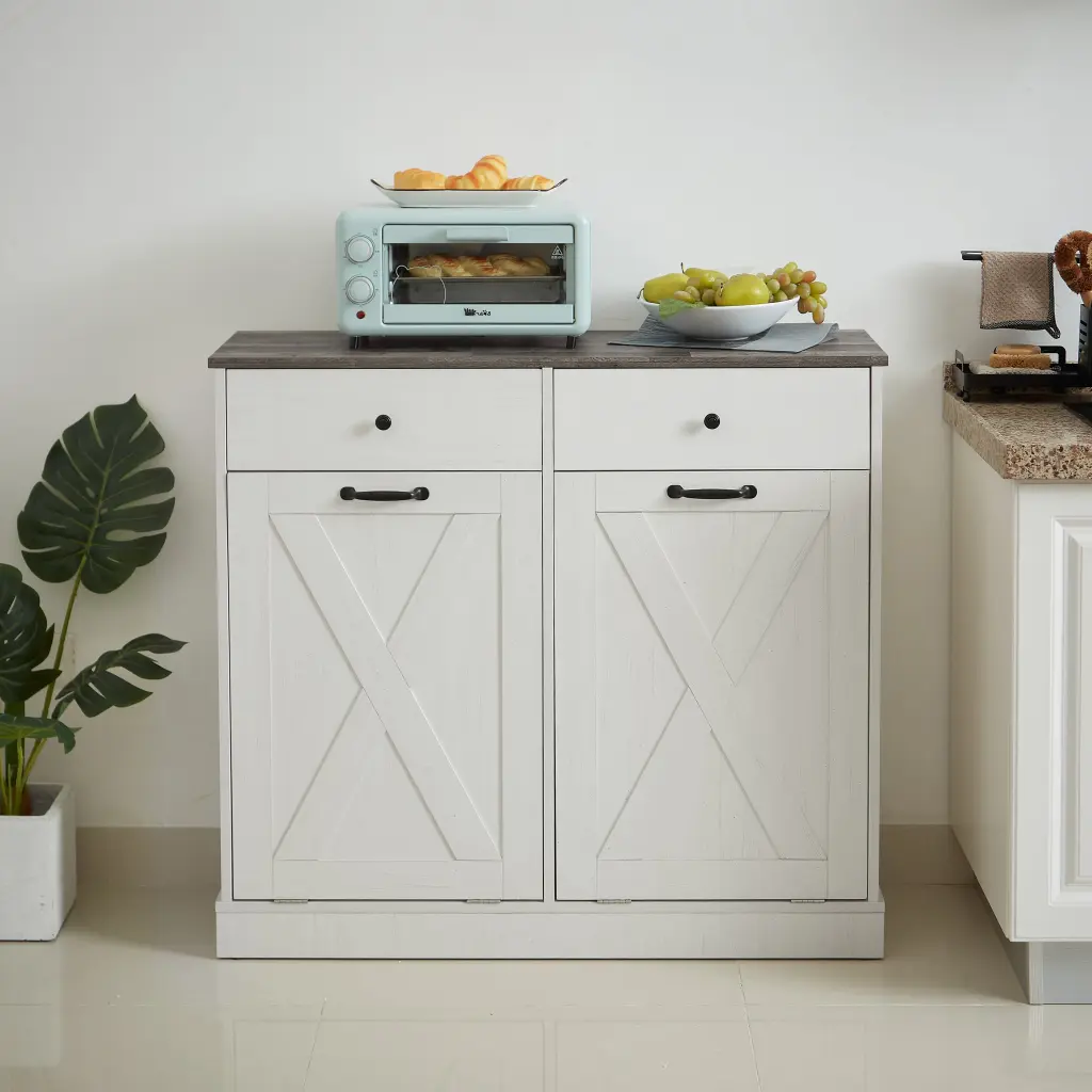 WF003 TC2 7034K Double Door Tilt Trash Can Cabinet Kitchen hao xiang store