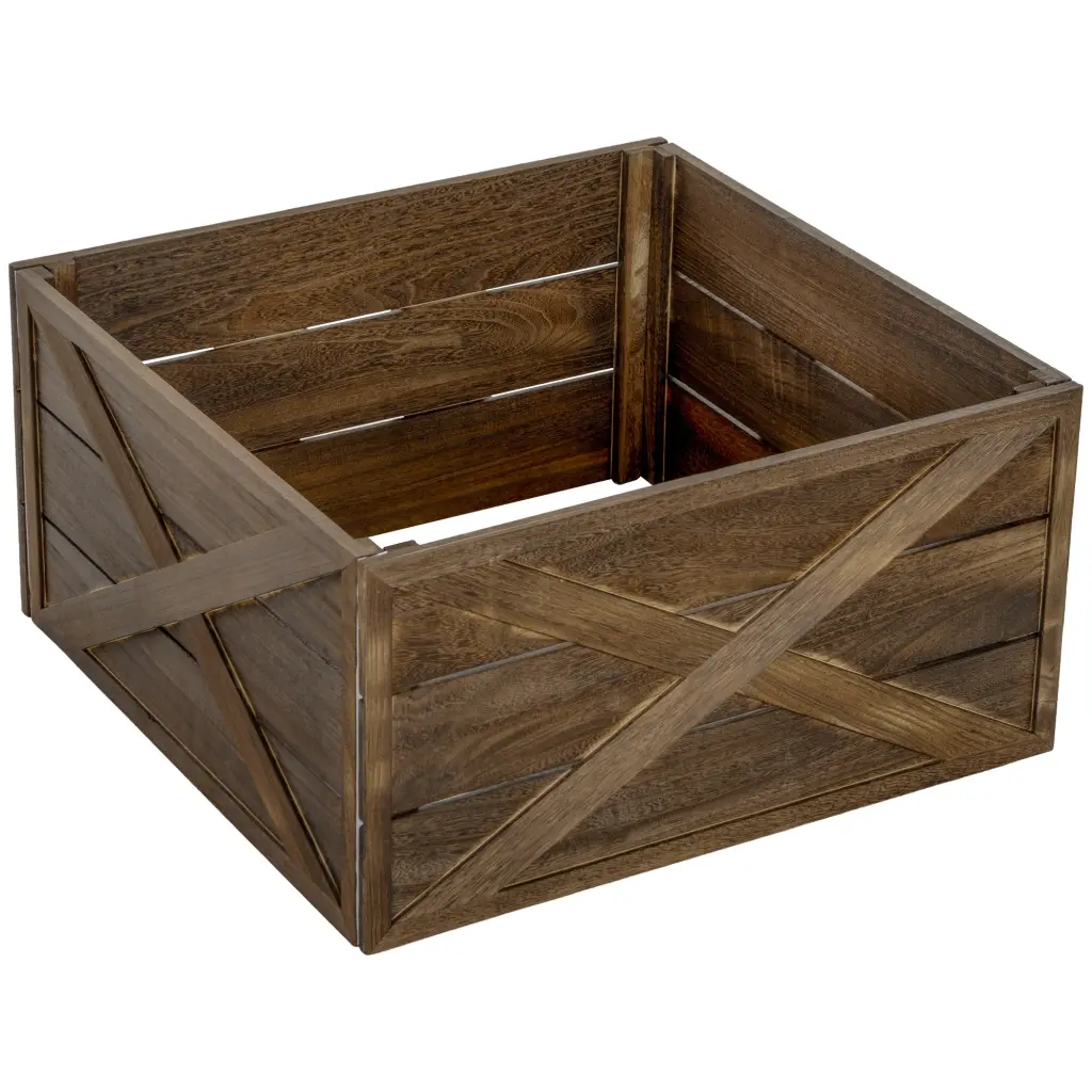 Homcom Timberen Christmas Tree Collar Box 28 Farmhouse Style aosom business