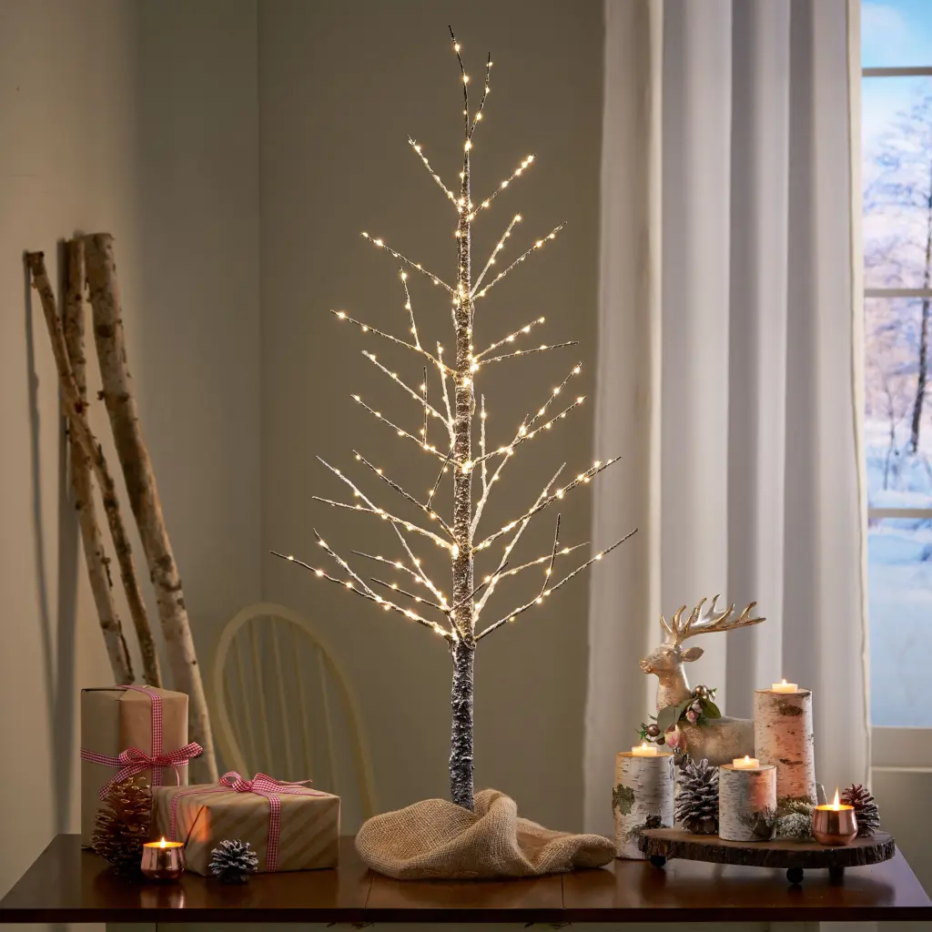 4Ft Paper LED Tree Brown Ferrous Metal Holiday Christmas Decor Indoor nh-bc furniturings
