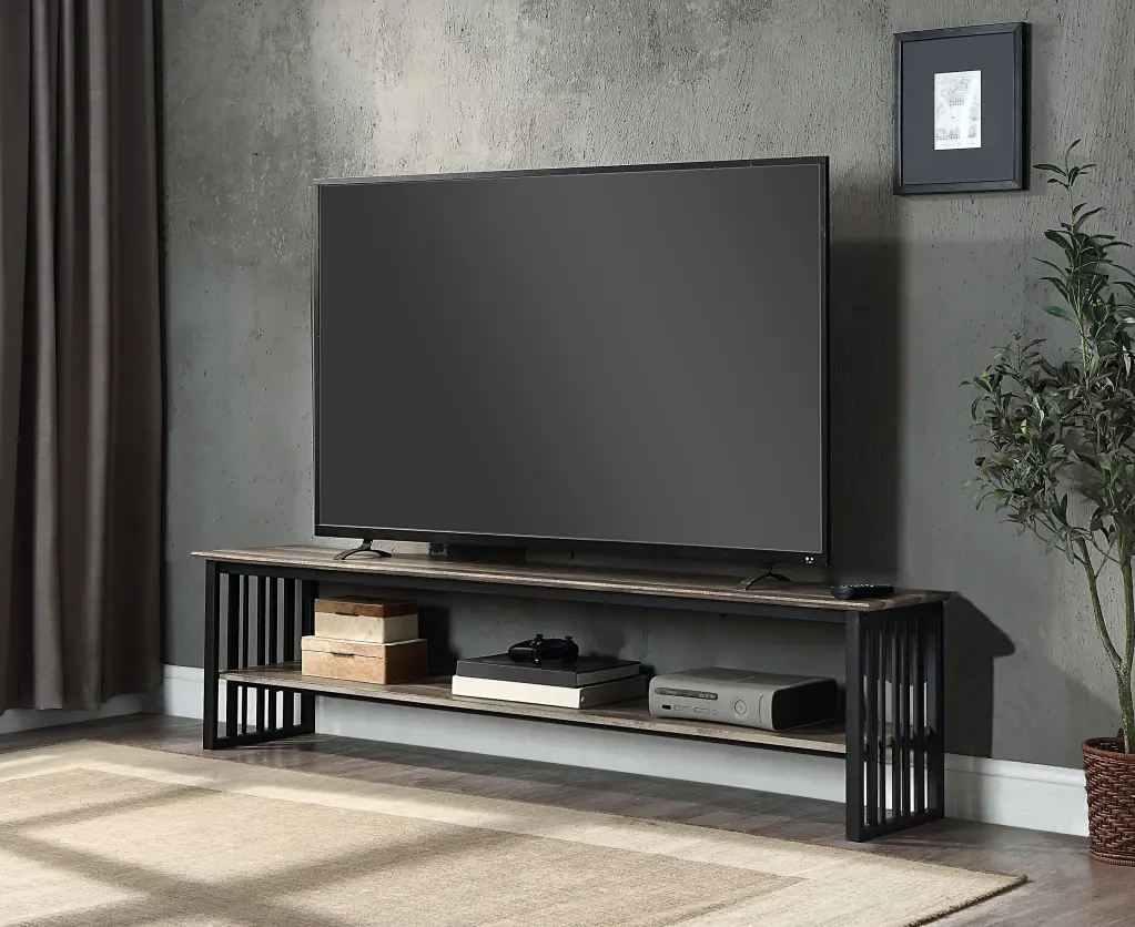 Zudora Tv Stand Antique Oak & Black Finish Lv01754 Oak Mdf acme onsite store