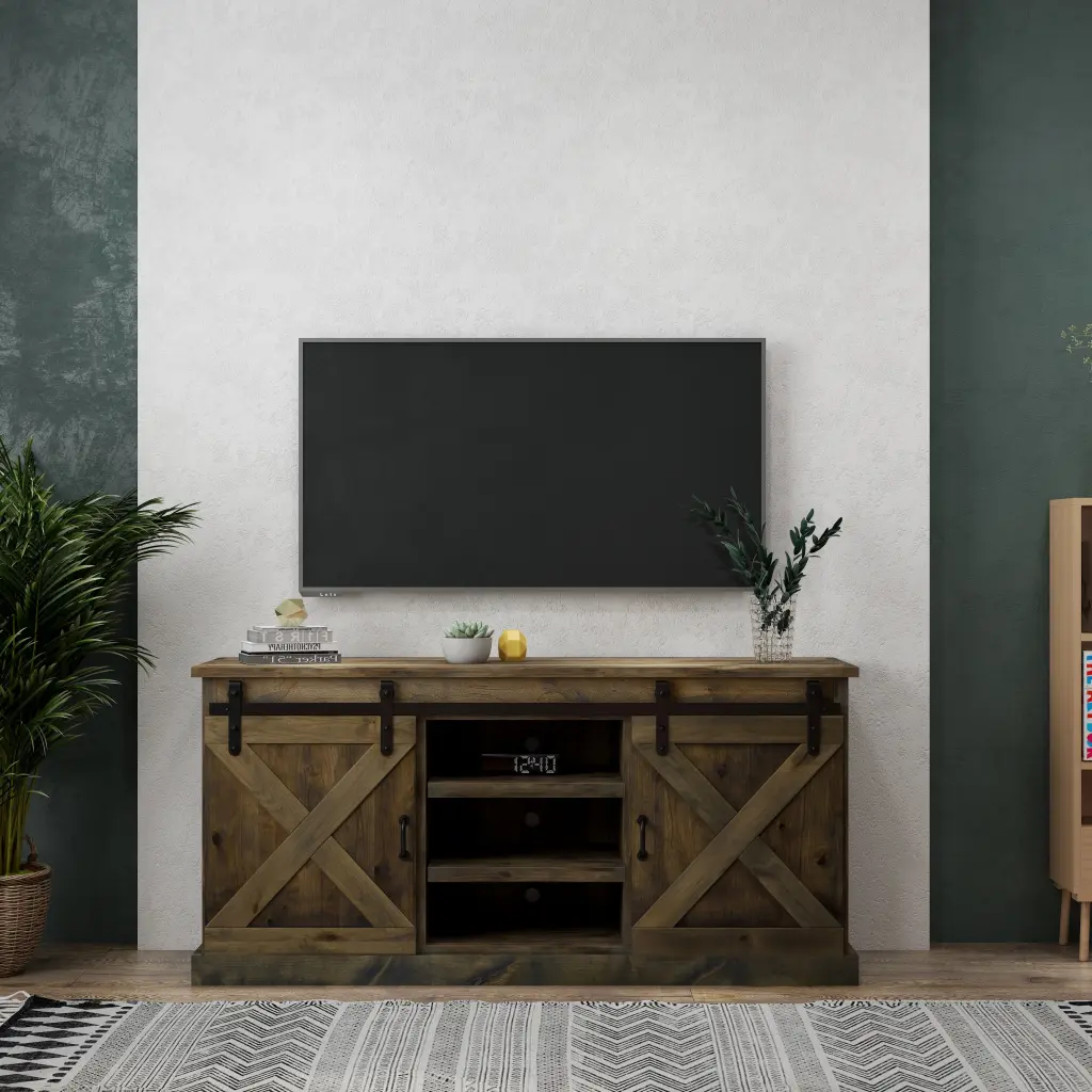 Farmhoutilize 66 Inch Tv Stand Console Tvs Up To 80 Inches No Assembly Required bridgevine home