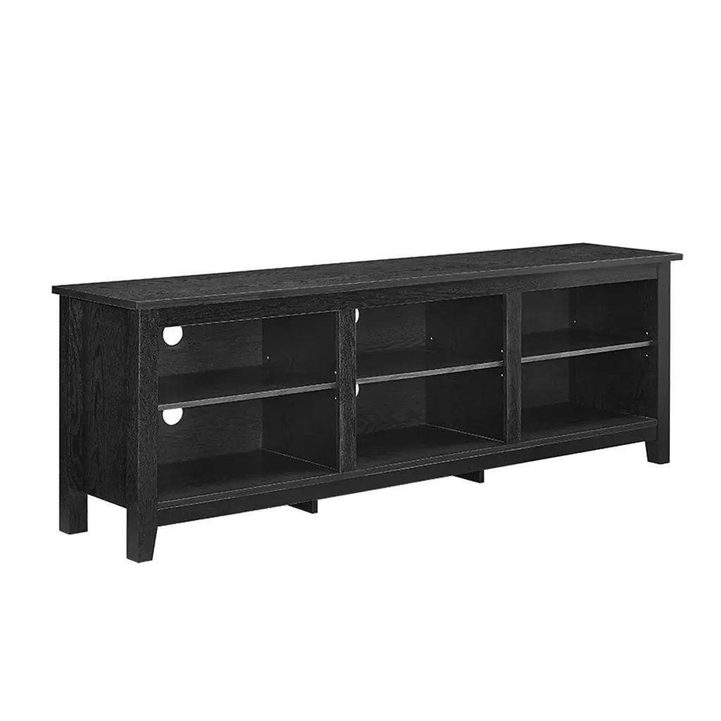 Modern Transitional 3 Shelf Open Storage TV Stand 80 Inch TVs - Black walker edison