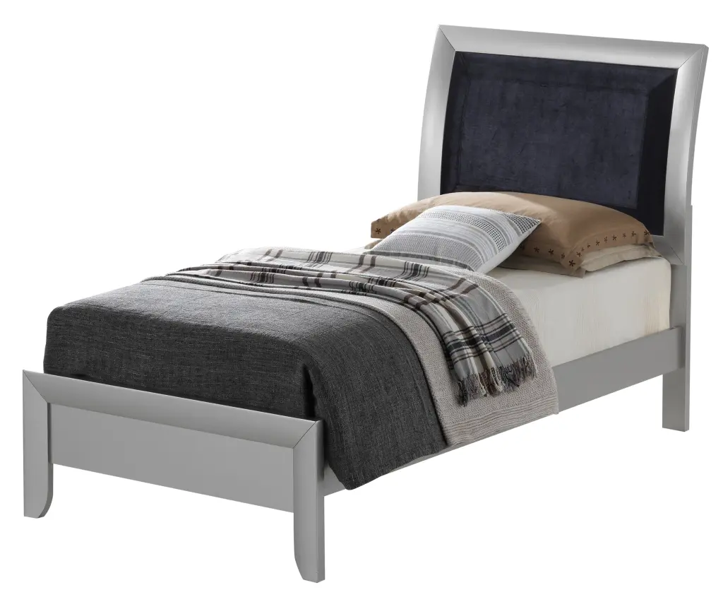 Contemporary Champagne Twin Bed Frame Shiny Metal Particle Board Support glory furniture