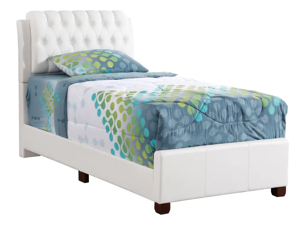 Marilla Twin Bed White Foam PU Upholstered Frame glory furniture