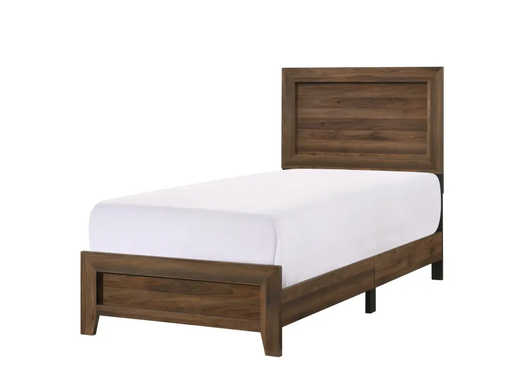 Brown Cherry Finish Twin Panel Bed Beautiful Wooden Bed Frame kanepe
