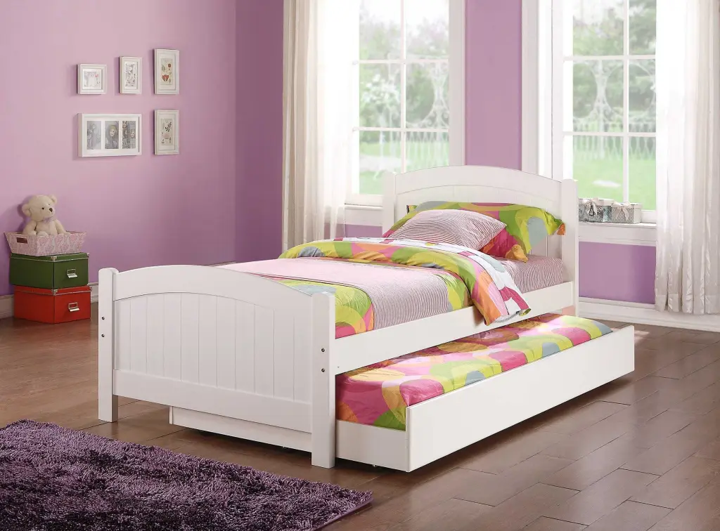 Twin Size Bed Trundle Slats White Pine Plywood Kids Youth Bedroom kanepe