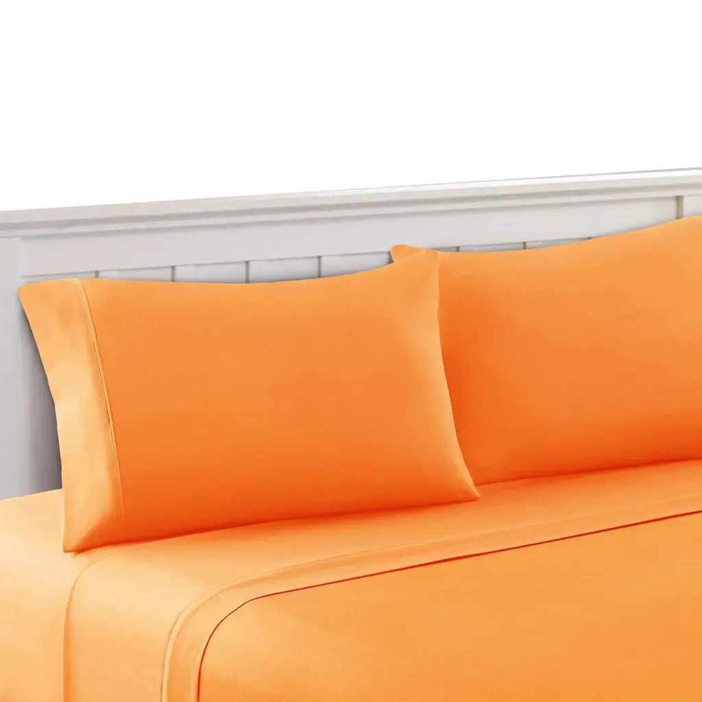 Bezons 3 Piece Twin Dimensions Plain Sheet Set Urban Port Orange Cotton Sheets royal hampton