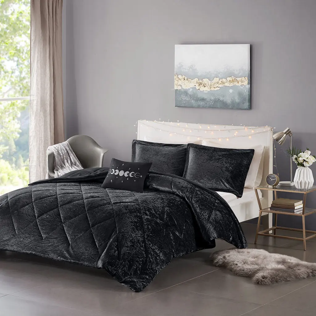 Velvet Twin Size Black Polyester Bed Sheet Set jla