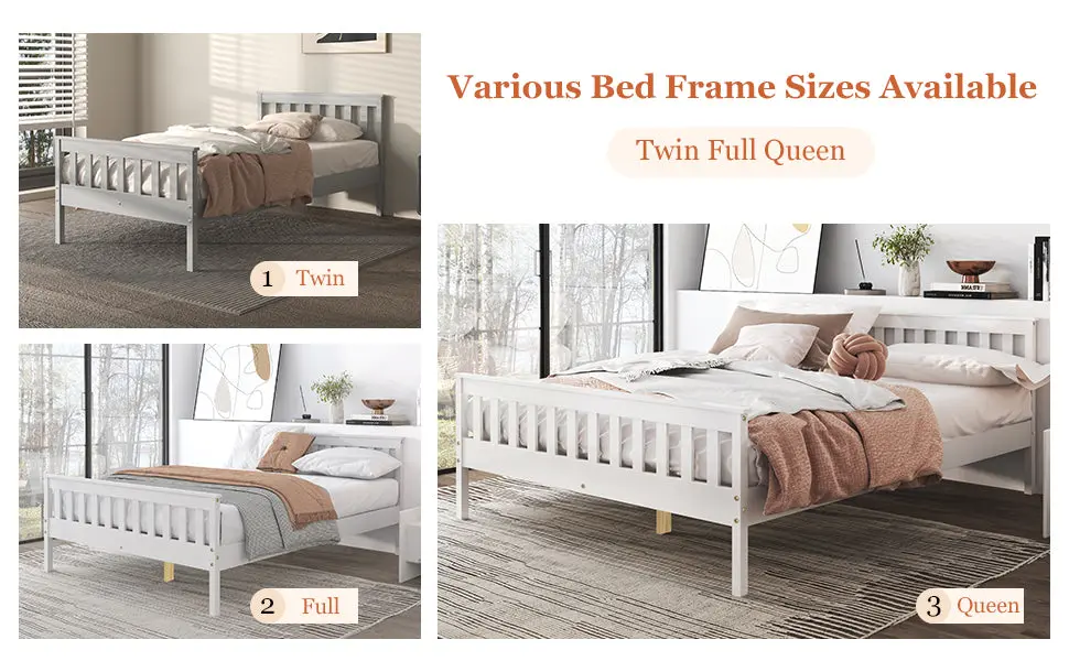 Twin Bed Frames Headboard Solid Timber Platform Bed Corner Support singularity