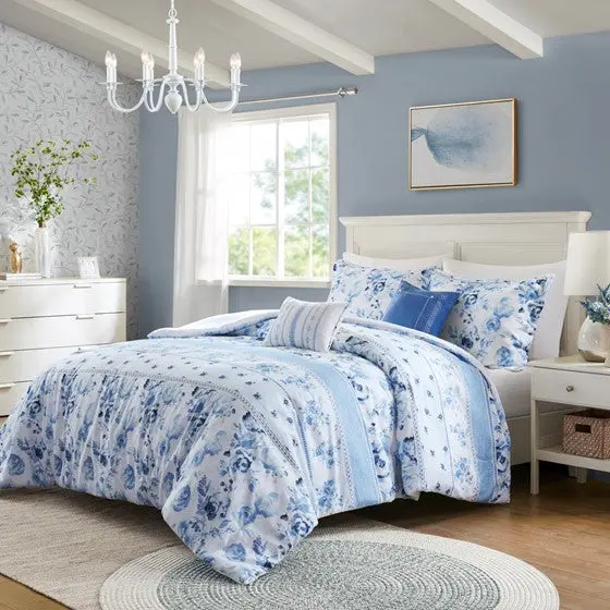 Twin XL Floral Striped Easeer Set Multicolor Polyester Bedding jla