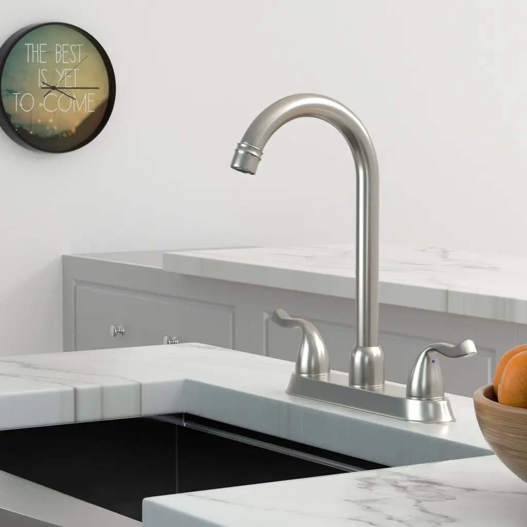Kitchen Sink Faucet 2 Handles 3 Hole Setup Applicator Brushed Nickel lordear
