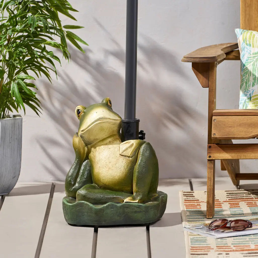Frog Umbrella Base Green Concrete Outdoor Patio Stand nh-lapalma