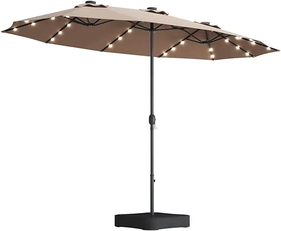 15X9FT Large Double Sided Rectangular Outdoor Patio Market Umbrella Garden rnb