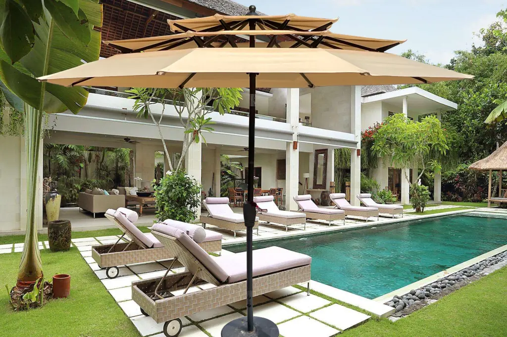 9Ft 3 Tiers Outdoor Patio Umbrella Crank And Tilt And Wind Vents w-s industry