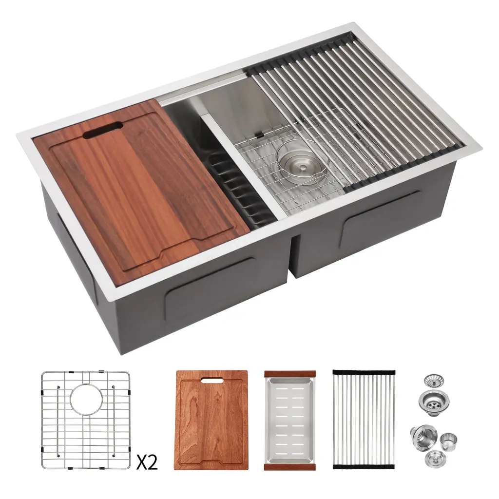 30x19x10 Undermount Double Bowl Kitchen Sink 16 Gauge Stainless Steel lordear