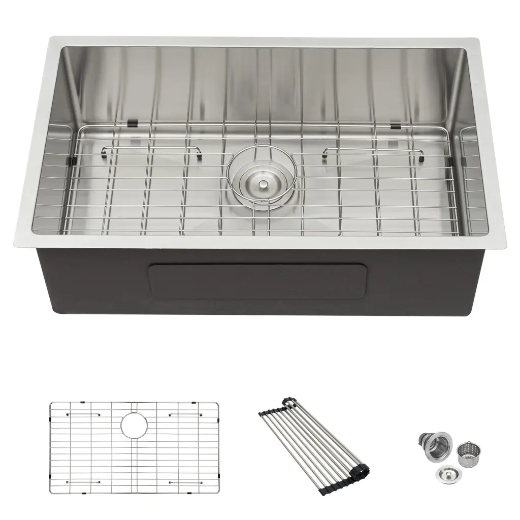 32x19 Inch Undermount Kitchen Sink Stainless Alloy Metal 16 Gauge Deep Single Bowl lordear
