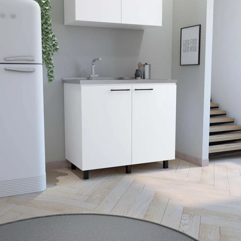Napoles 2 Functionality Sink Cabinet Stainless Steel Countertop tuhome