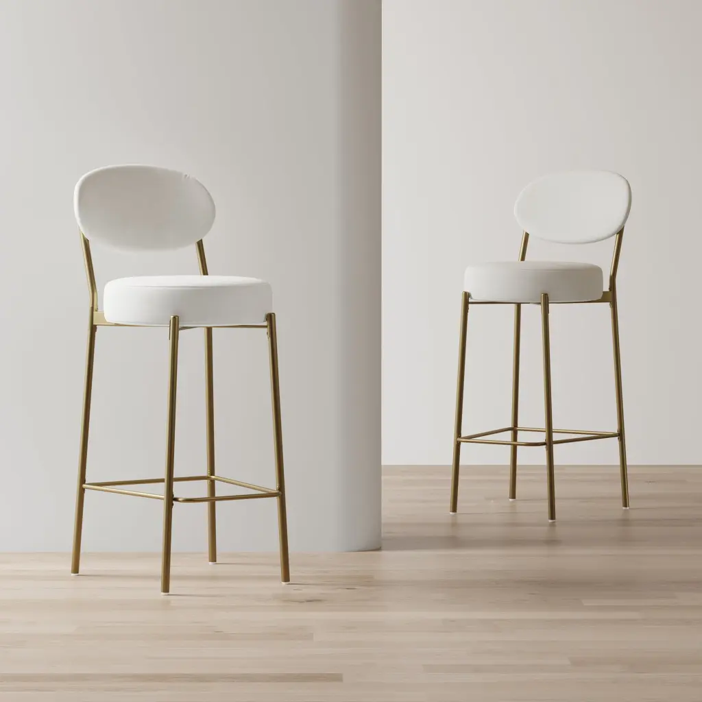29 Inch Upholstered Bar Stool Backrest and Footrest, PU Counter Stool yiqiumi furniture