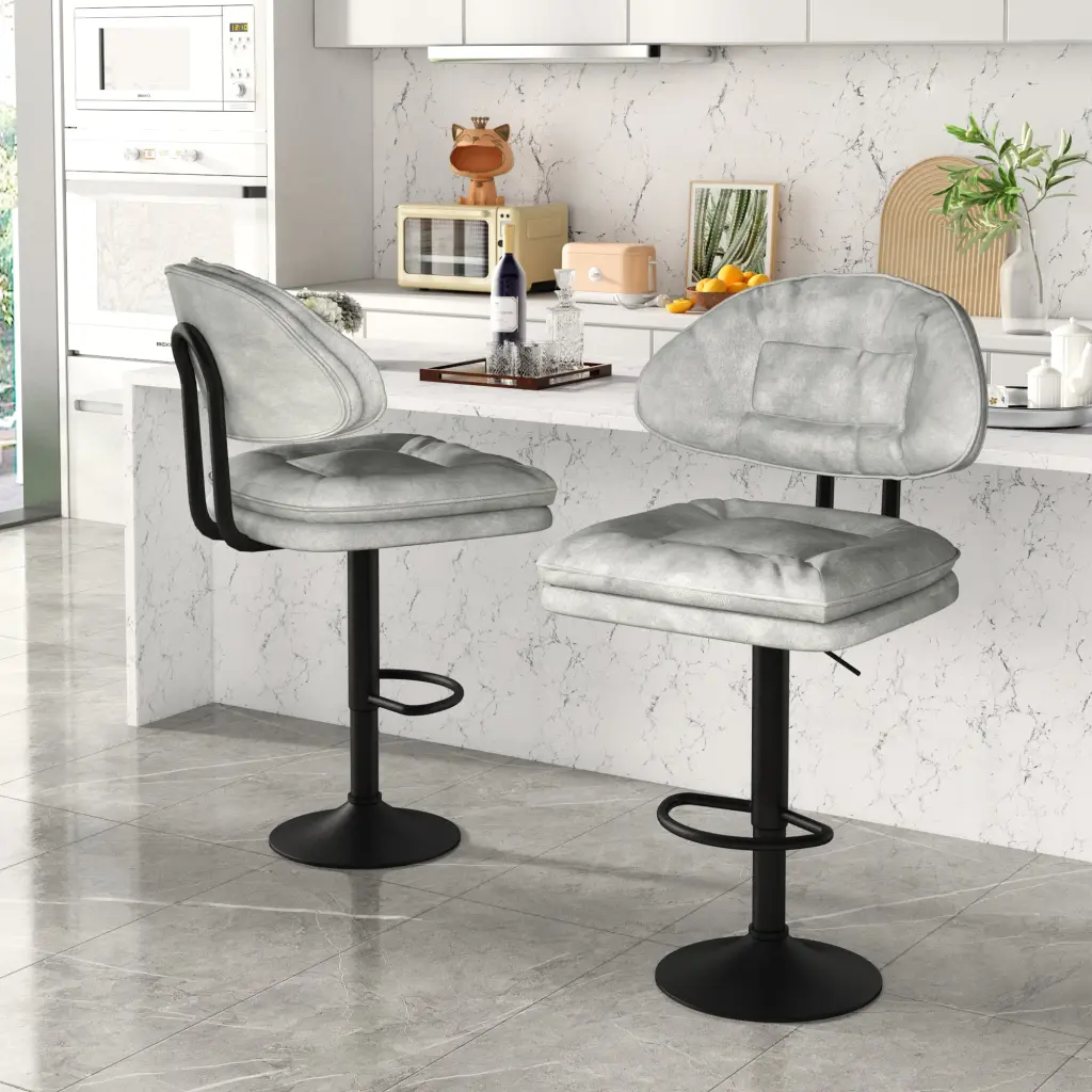 Modern Bar Stools Set 2 Ergonomic Upholstered Bar Stools Back magic furniture
