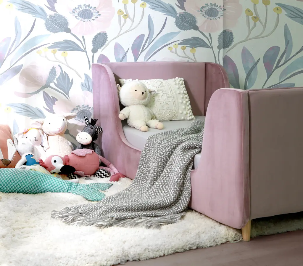 Bodhi Upholstered Toddler Bed Lavender Mist Purple Polyester Safe Kids Bed b2714
