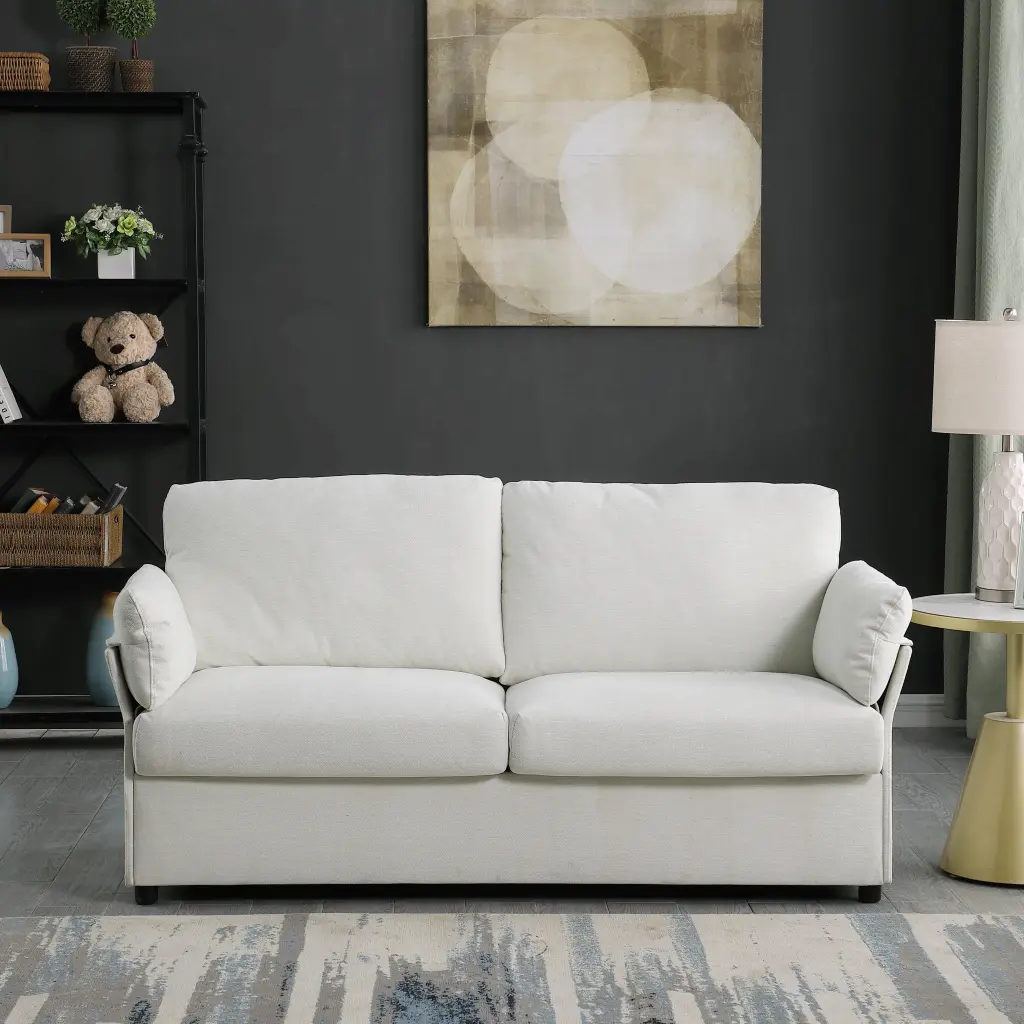 9558 Beige 3S Beige Chenille - Soft Living Room Sofa Fabric homarni furnishings inc.---w1869