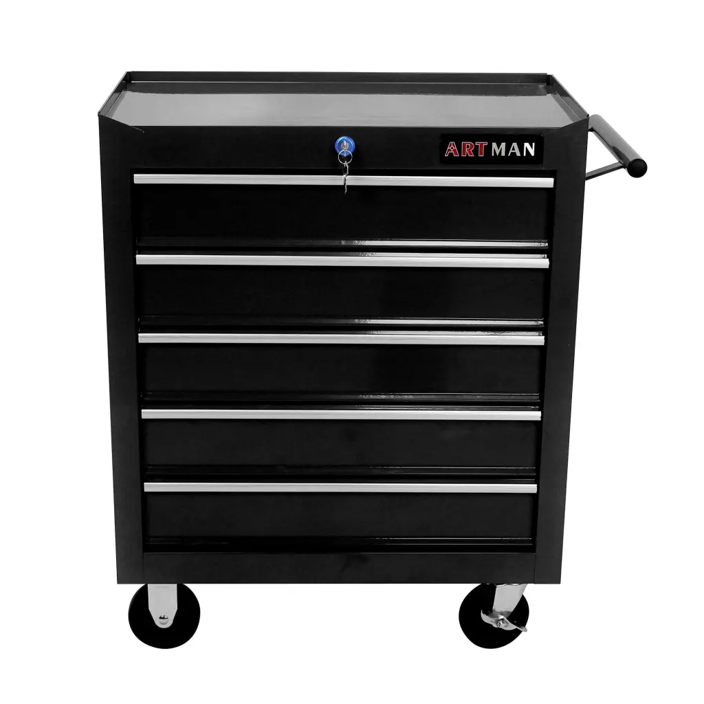 5 Drawers Multifunctional Tool Shopping Basket Wheels Black artman