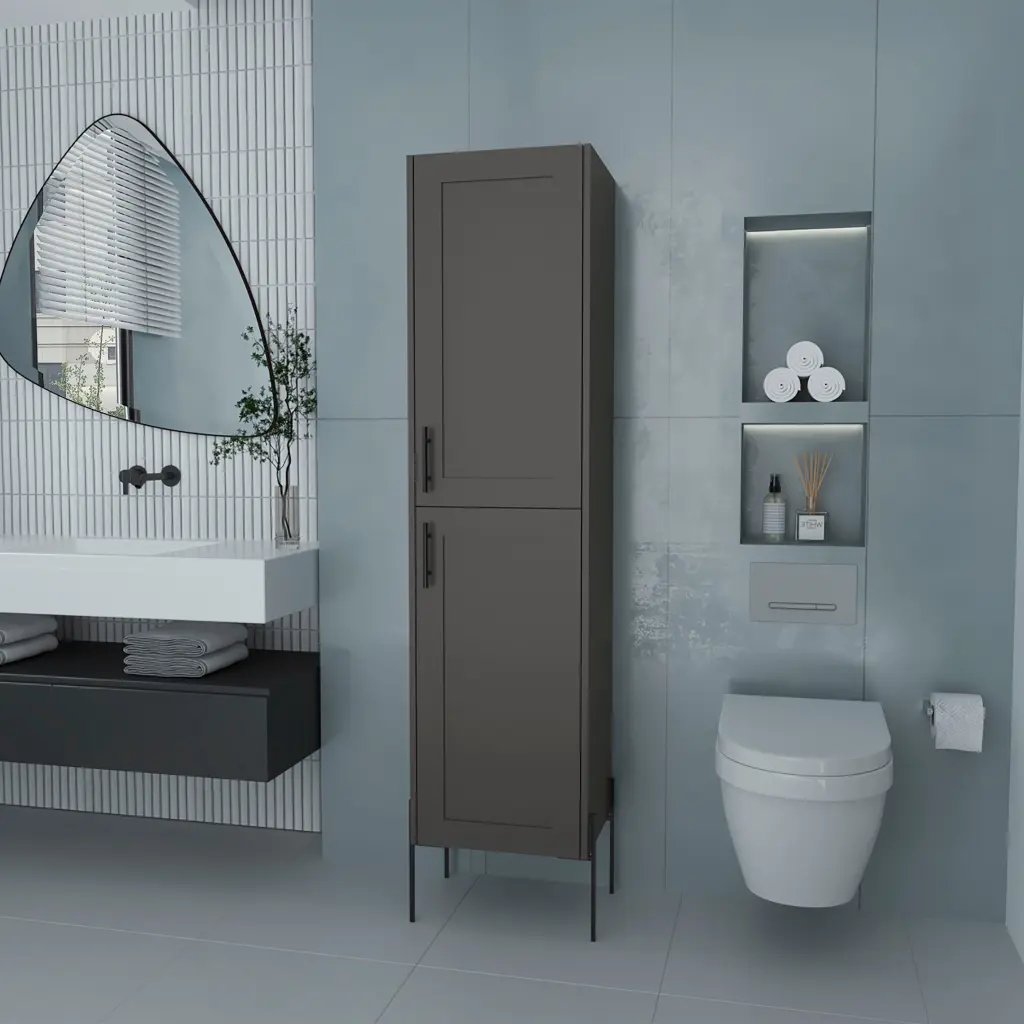 Sealy Height Auxiliary Furniture Melamine 4 Shelves Matt Gray fm furniture