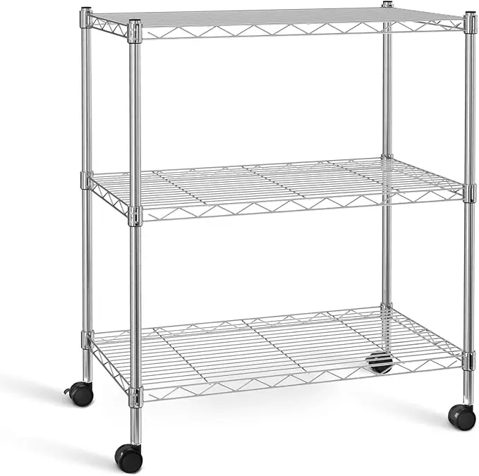 Heavy Duty 3 Shelf Shelving Wheels Customizable Storage Units Steel Frame w1134dhs